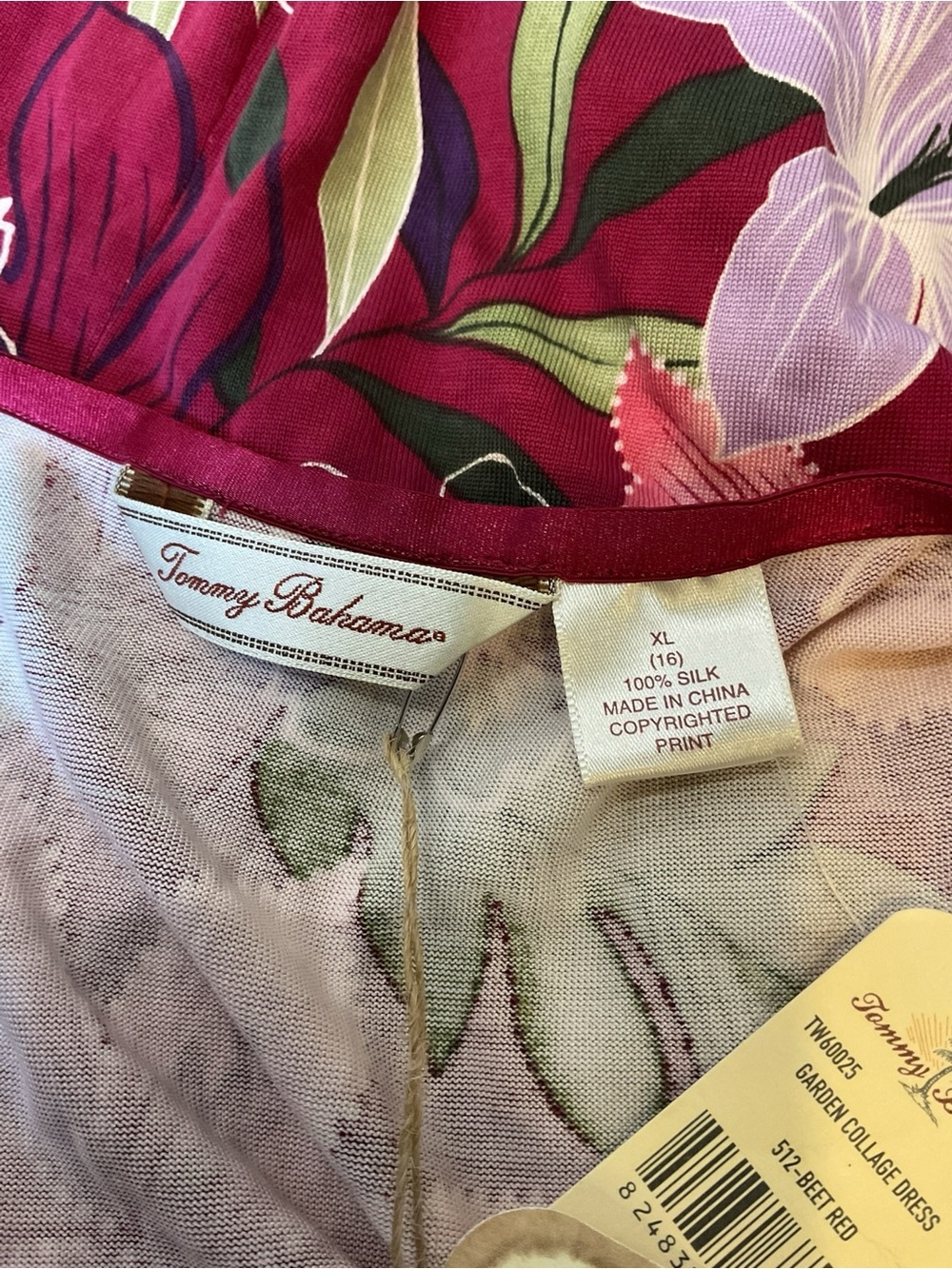 Tommy Bahama 100% Silk Floral Wrap Dress Red XL 16 NWT Tropical - Picture 6 of 7